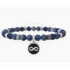 Bracciale Uomo Kidult Con Sfere E Anelli In Dumortierite Blu In Acciaio E Pvd Con Ciondolo
