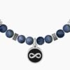 Bracciale Uomo Kidult Con Sfere E Anelli In Dumortierite Blu In Acciaio E Pvd Con Ciondolo 1 Verre Gioielli - l'istituzione del gioiello