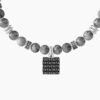 Bracciale Uomo Kidult Elastico Con Cilindri E Anelli In Agata Grigia E Ciondolo Quadrato 3 Verre Gioielli - l'istituzione del gioiello