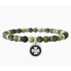 Bracciale Uomo Kidult Con Sfere E Anelli In Diaspro Verde In Acciaio E Pvd Con Ciondolo