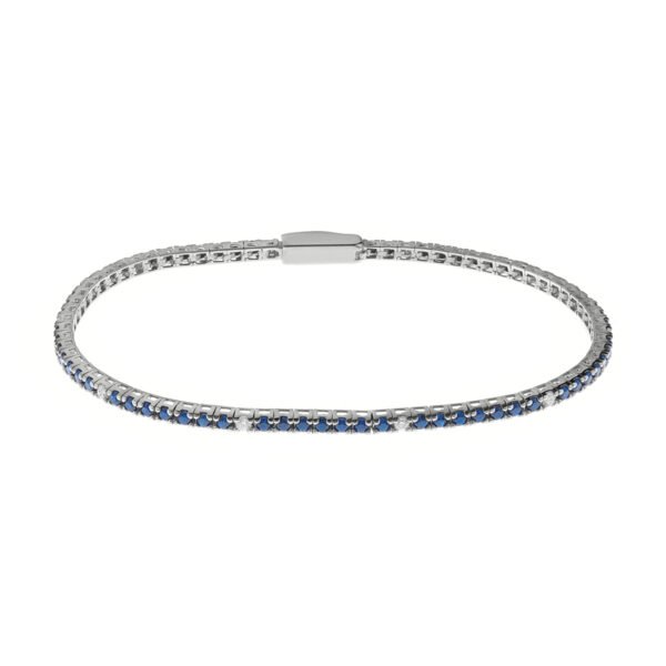 Bracciale Tennis Unisex Bliss In Argento Con Cubic Zirconia Blu E Bianchi 3 - Verre Gioielli Bracciale Tennis Unisex Bliss In Argento Con Cubic Zirconia Blu E Bianchi