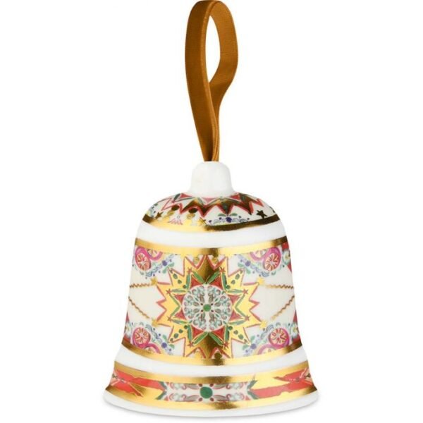 Campana Di Natale Bombata Baci Milano In Porcellana Cosy Xmas Gold 3 - Verre Gioielli Campana Di Natale Bombata Baci Milano In Porcellana Cosy Xmas Gold