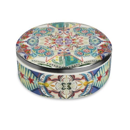 Scatola Rotonda In Porcellana Baci Milano Cosy Xmas Platinum 3 - Verre Gioielli Scatola Rotonda In Porcellana Baci Milano Cosy Xmas Platinum
