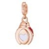 Charm Rosato In Argento 925 Placcato Oro Rosa Con Cubic Zirconia E Smalto Rosso E Bianco A Coccinella 1 Verre Gioielli - l'istituzione del gioiello