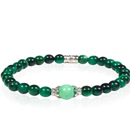Bracciale Unisex Gerba Lab Con Occhio Di Tigre Verde E Murrina Verde Smeraldo 3 - Verre Gioielli Bracciale Unisex Gerba Lab Con Occhio Di Tigre Verde E Murrina Verde Smeraldo