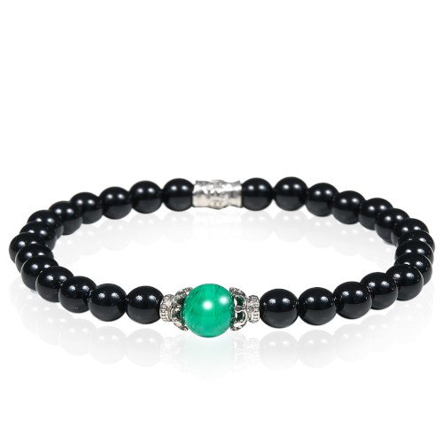 Bracciale Unisex Gerba Lab Con Onice Nera E Murrina Verde 3 - Verre Gioielli Bracciale Unisex Gerba Lab Con Onice Nera E Murrina Verde
