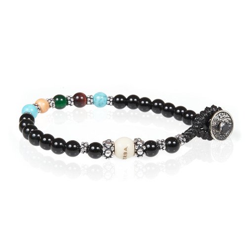 Bracciale Unisex Gerba Lab Con Occhio Di Tigre Onice E Turchese 3 - Verre Gioielli Bracciale Unisex Gerba Lab Con Occhio Di Tigre Onice E Turchese