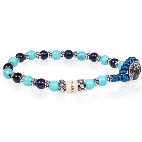 Bracciale Unisex Gerba Lab Con Occhio Di Tigre Blu E Turchese 3 - Verre Gioielli Bracciale Unisex Gerba Lab Con Occhio Di Tigre Blu E Turchese