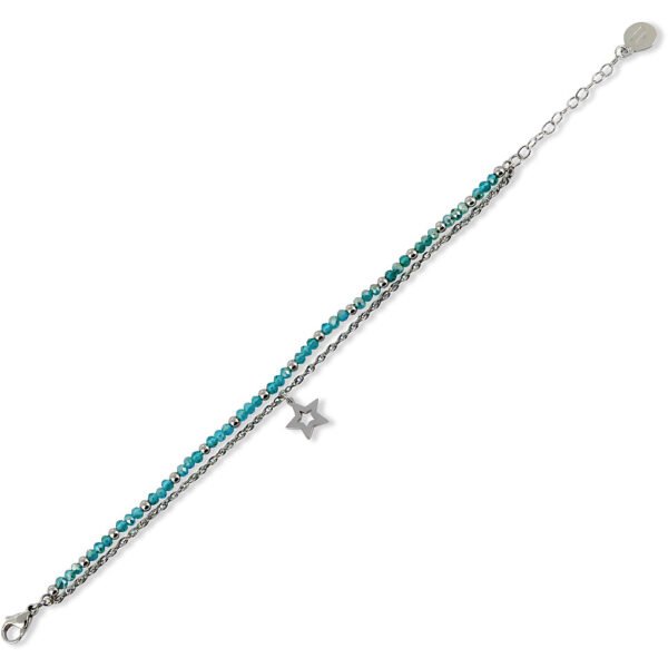Bracciale Donna Mya Boccadamo Doppio Filo Con Cristalli Turchesi E Stella Pendente 3 - Verre Gioielli Bracciale Donna Mya Boccadamo Doppio Filo Con Cristalli Turchesi E Stella Pendente