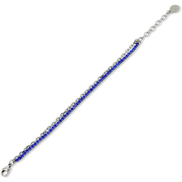 racciale Tennis Donna Mya Boccadamo Tennis Doppio Filo In Acciaio E Cristalli Blu 3 - Verre Gioielli racciale Tennis Donna Mya Boccadamo Tennis Doppio Filo In Acciaio E Cristalli Blu