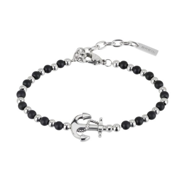 Bracciale Uomo Breil Black Onyx In Acciaio E Onice Nero Con Ancora 3 - Verre Gioielli Bracciale Uomo Breil Black Onyx In Acciaio E Onice Nero Con Ancora