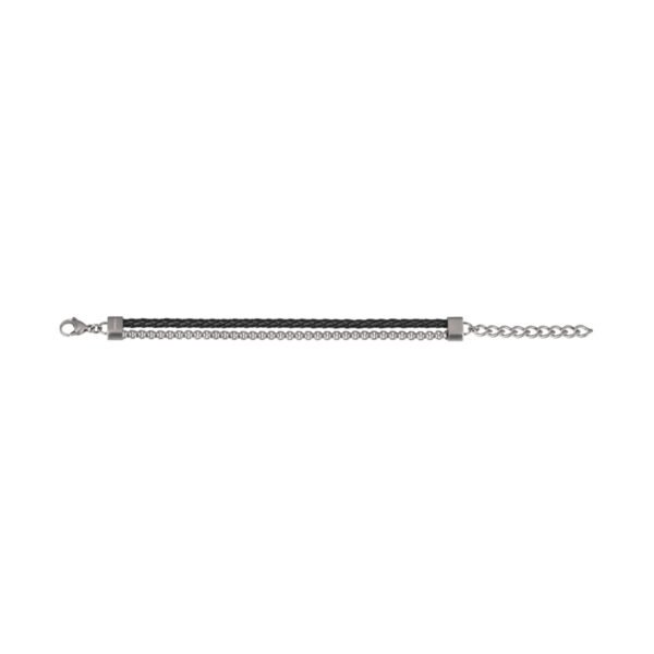 Bracciale Uomo Breil B Mix In Pelle Nera E Acciaio