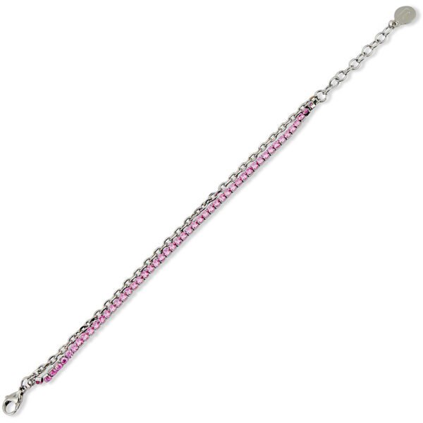 Bracciale Donna Mya Boccadamo Doppio Filo In Acciaio E Cristalli Rosa 3 - Verre Gioielli Bracciale Donna Mya Boccadamo Doppio Filo In Acciaio E Cristalli Rosa