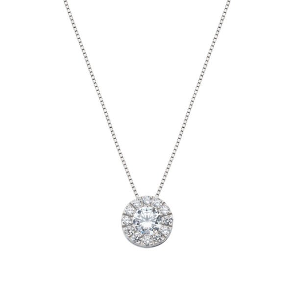 Collana Donna Amen In Argento 925 Con Pendente Rotondo E Zirconi Bianchi 3 - Verre Gioielli Collana Donna Amen In Argento 925 Con Pendente Rotondo E Zirconi Bianchi