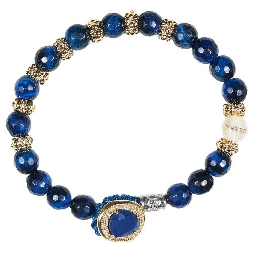 Bracciale Unisex Gerba Lab Con Occhio Di Tigre Blu Cobalto 3 - Verre Gioielli Bracciale Unisex Gerba Lab Con Occhio Di Tigre Blu Cobalto