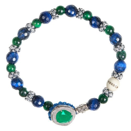 Bracciale Unisex Gerba Lab Con Occhio Di Tigre Blu E Verde 3 - Verre Gioielli Bracciale Unisex Gerba Lab Con Occhio Di Tigre Blu E Verde