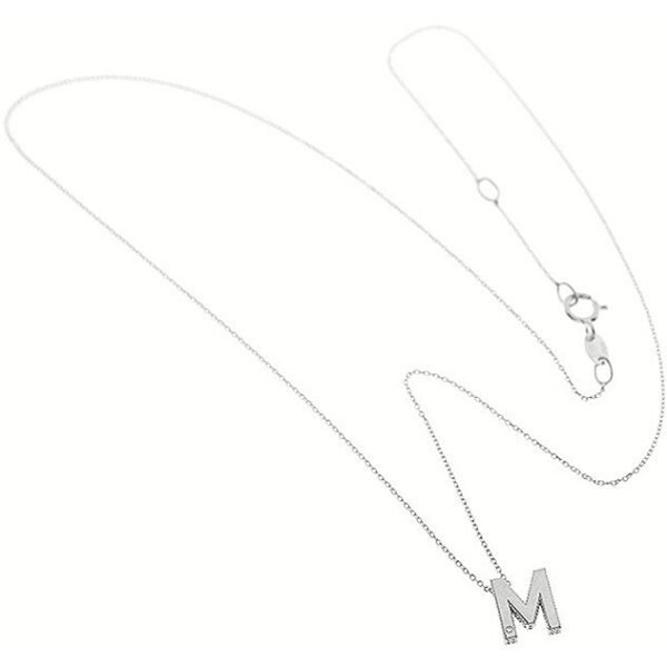 Collana Donna Bliss In Oro Bianco 9 Kt E Diamanti 0.003 Ct Con Inziale