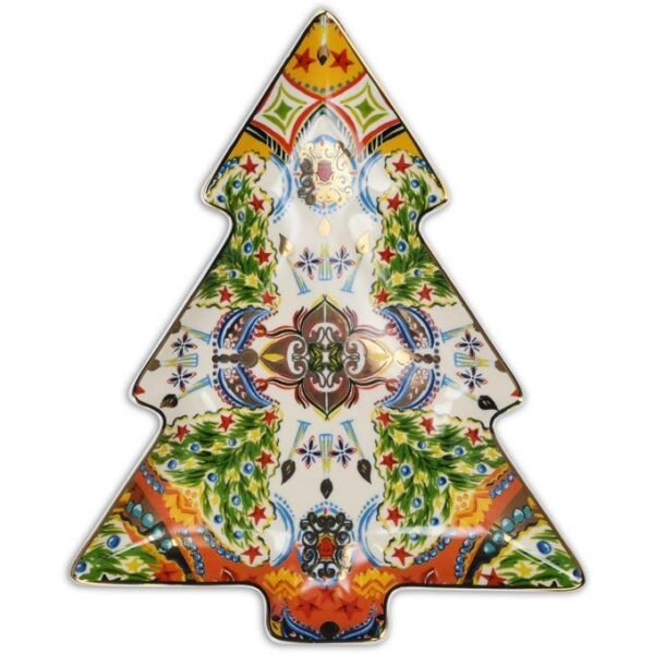 Piatto A Servire In Porcellana Baci Milano A Albero Di Natale Cosy Xmas Gold