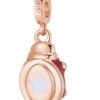 Charm Rosato In Argento 925 Placcato Oro Rosa Con Cubic Zirconia E Smalto Rosso Glitter E Bianco A Coccinella 1 Verre Gioielli - l'istituzione del gioiello