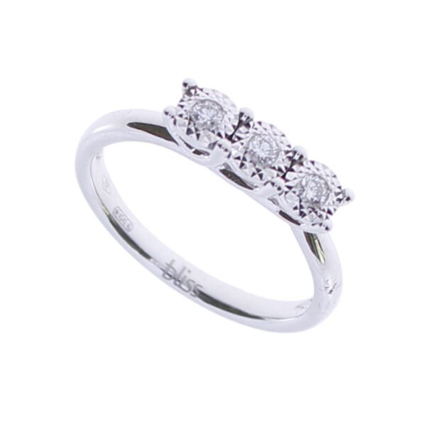 Anello Donna Trilogy Bliss In Oro Bianco 18 Con Diamanti 0.05 Ct 3 - Verre Gioielli Anello Donna Trilogy Bliss In Oro Bianco 18 Con Diamanti 0.05 Ct