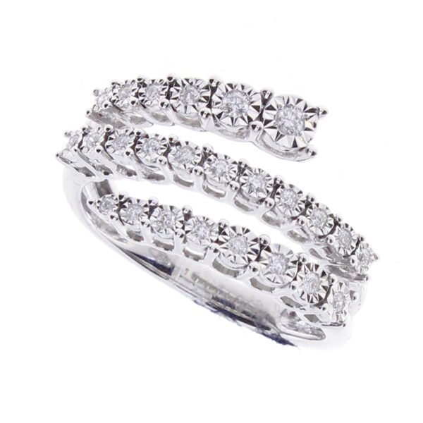Anello Donna Fantasia Bliss In Oro Bianco 18 Con Diamanti 0.17 Ct 3 - Verre Gioielli Anello Donna Fantasia Bliss In Oro Bianco 18 Con Diamanti 0.17 Ct