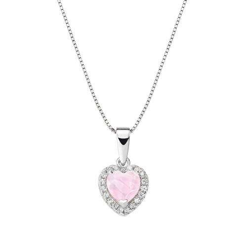 Collana Donna Amen In Argento 925 Con Cuore Pendente E Zirconi Rosa