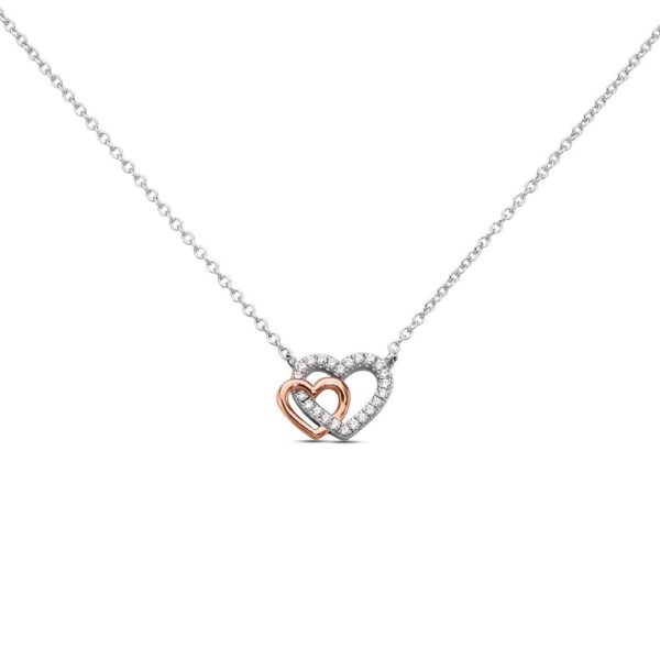 Collana Donna Stroili In Argento 925 Bicolore Con Cuori E Zirconi Bianchi