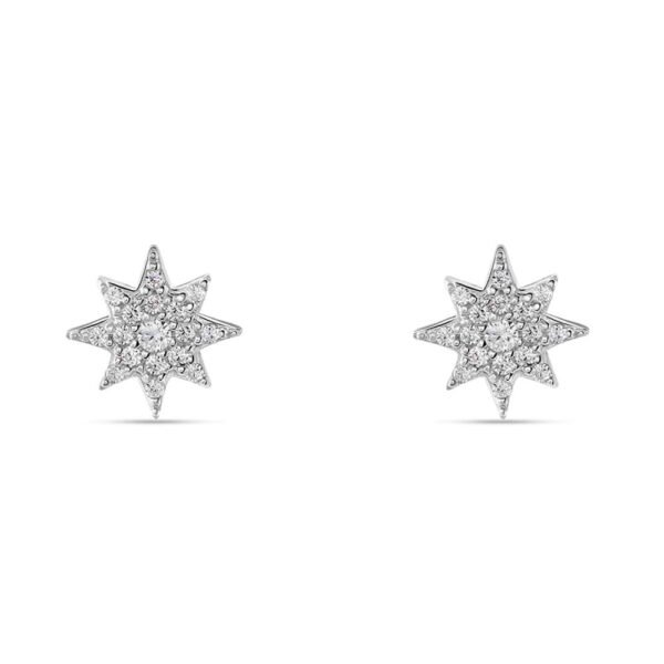 Orecchini Donna Stroili In Argento 925 Bicolore A Stella Con Zirconi Bianchi