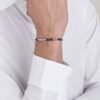 Bracciale Uomo Luca Barra In Acciaio Con Pietre Di Agata Nera 1 Verre Gioielli - l'istituzione del gioiello