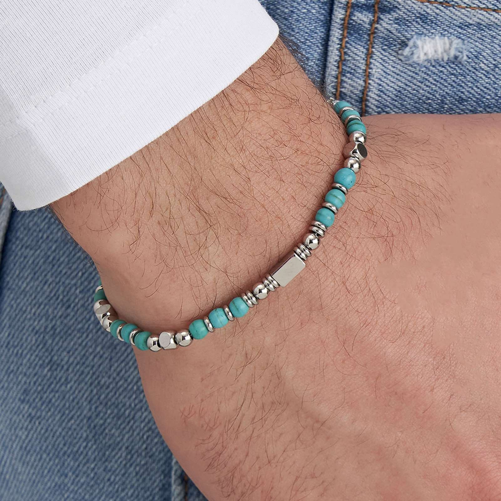 Bracciale Rue Des Mille Cuore e Pietre Turchesi - BR-016 AM1 AU