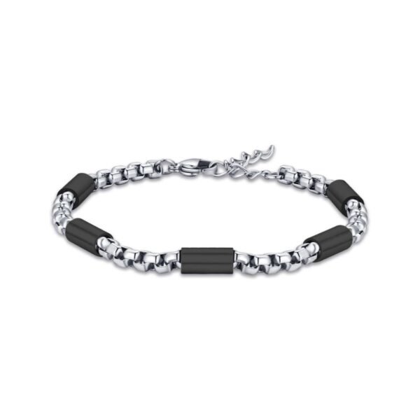 Bracciale Uomo Luca Barra In Acciaio Con Elementi In Ip Nero