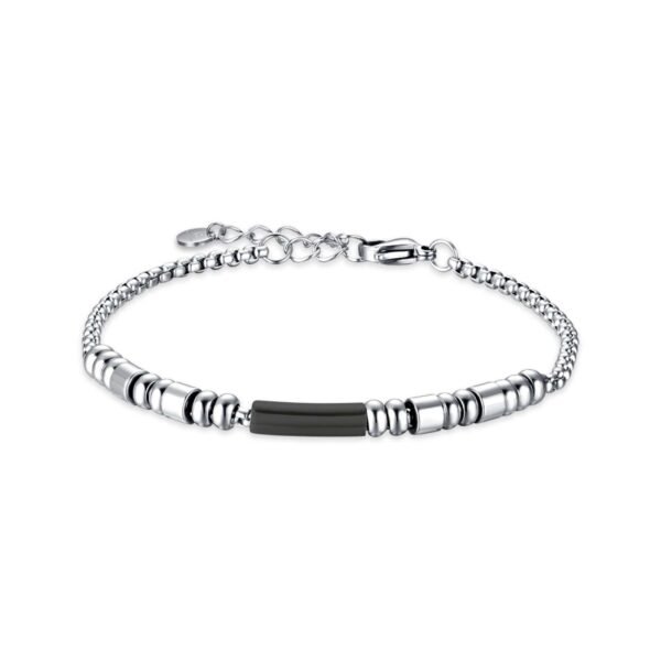 Bracciale Uomo Luca Barra In Acciaio Con Elementi In Ip Nero 3 - Verre Gioielli Bracciale Uomo Luca Barra In Acciaio Con Elementi In Ip Nero