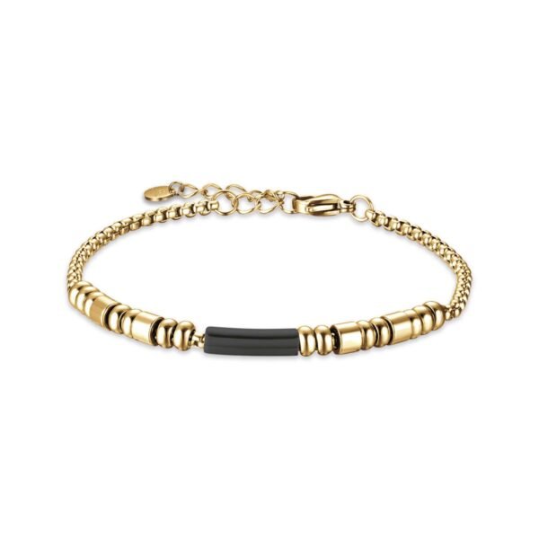 Bracciale Uomo Luca Barra In Acciaio Dorato e Ip Nero 3 - Verre Gioielli Bracciale Uomo Luca Barra In Acciaio Dorato e Ip Nero