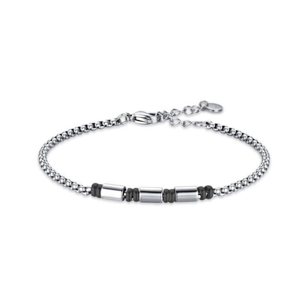 Bracciale Uomo Luca Barra In Acciaio Con Elementi In Ip Nero