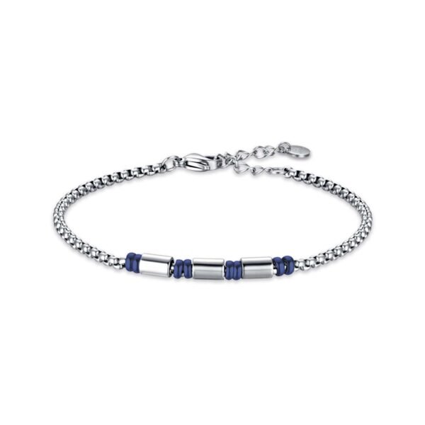 Bracciale Uomo Luca Barra In Acciaio Con Elementi In Ip Blu