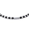 Bracciale Uomo Luca Barra In Acciaio Con Perle Di Pietre Nere 1 Verre Gioielli - l'istituzione del gioiello