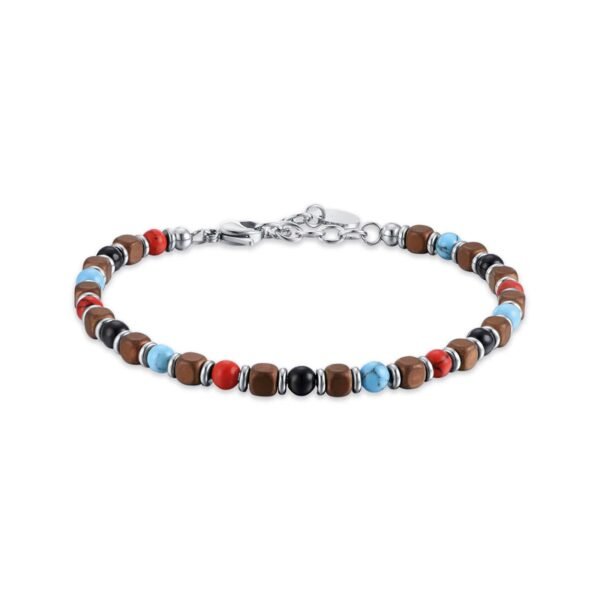 Bracciale Uomo Luca Barra In Acciaio Con Pietre Multicolor