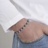 Bracciale Uomo Luca Barra In Acciaio Con Pietre Turchesi E Nere 2 Verre Gioielli - l'istituzione del gioiello