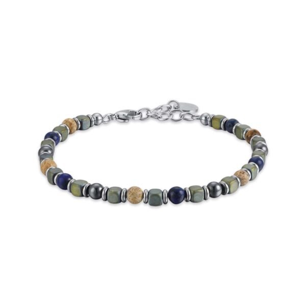 Bracciale Uomo Luca Barra In Acciaio Con Pietre Multicolor