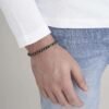 Bracciale Uomo Luca Barra In Acciaio Con Pietre Nere 1 Verre Gioielli - l'istituzione del gioiello