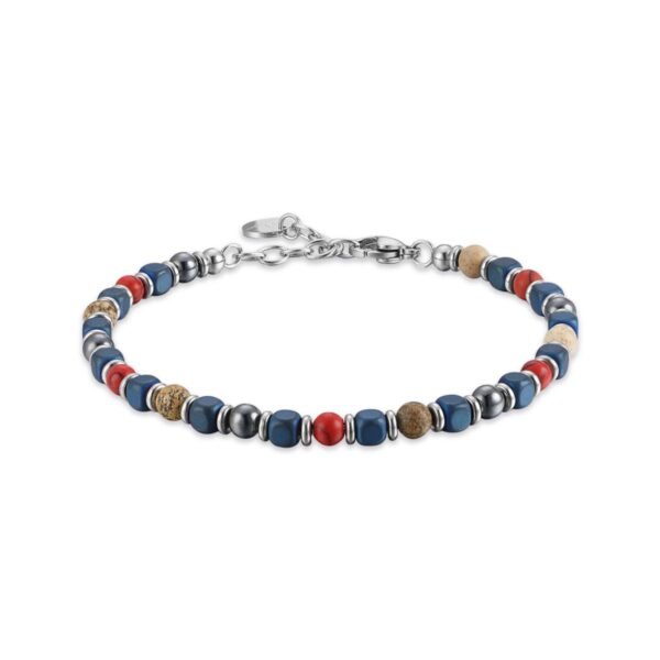 Bracciale Uomo Luca Barra In Acciaio Con Pietre Multicolor 3 - Verre Gioielli Bracciale Uomo Luca Barra In Acciaio Con Pietre Multicolor