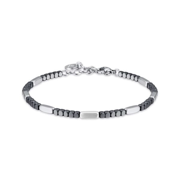 Bracciale Uomo Luca Barra In Acciaio Con Ematite Grigia E Silver