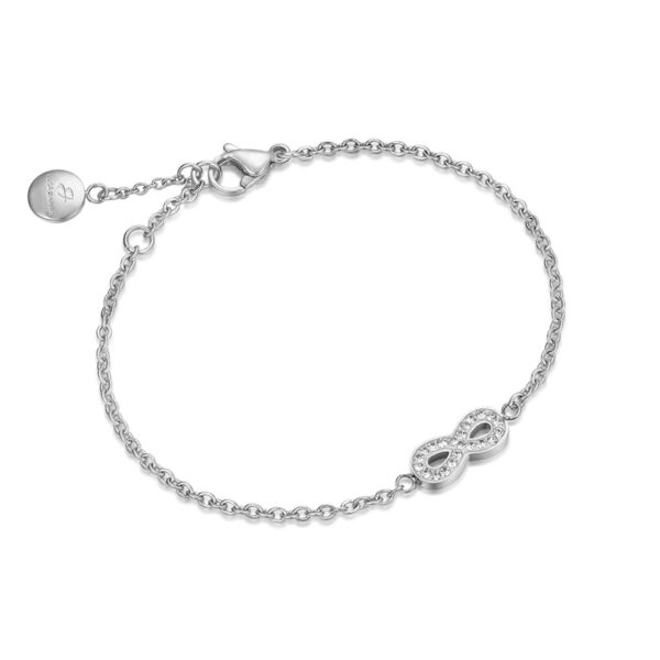 Bracciale Donna Luca Barra In Acciaio Con Infinito E Cristalli Bianchi