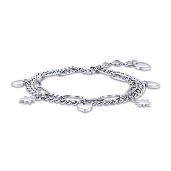 Bracciale Donna Luca Barra In Acciaio Con Cuore E Stelle