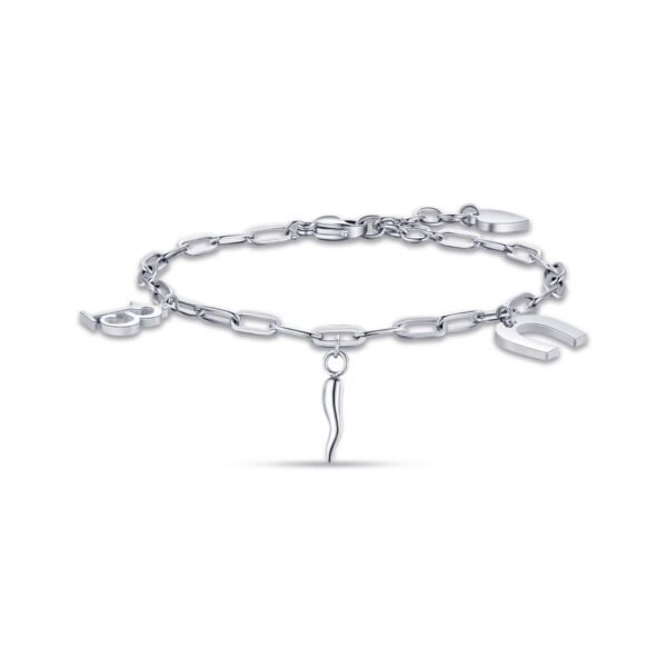Bracciale Donna Luca Barra In Acciaio Con Ferro Di Cavallo E Cornetto