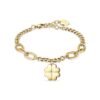 Bracciale Donna Luca Barra In Acciaio Dorato Con Quadrifoglio