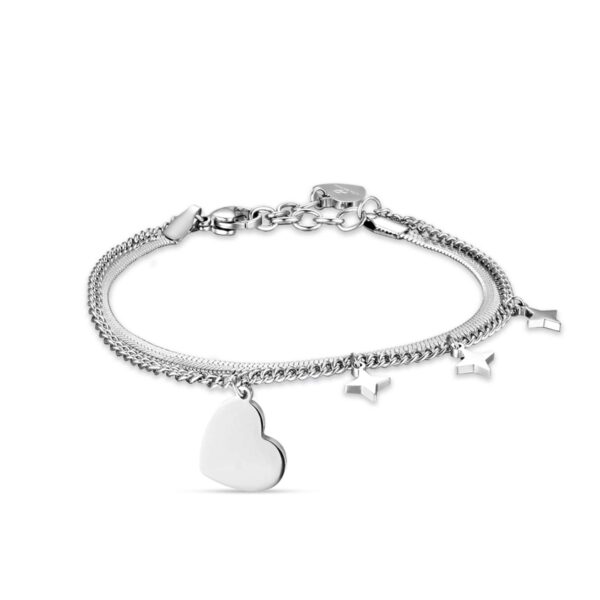 Bracciale Donna Luca Barra In Acciaio Con Cuore E Stelle Pendenti