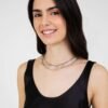 Collana Donna Luca Barra In Acciaio A Doppia Catena Con Pendenti 2 Verre Gioielli - l'istituzione del gioiello