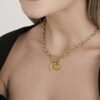 Collana Donna Luca Barra In Acciaio Dorato Con Fulmine E Cuore Pendenti 3 Verre Gioielli - l'istituzione del gioiello