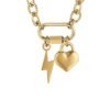 Collana Donna Luca Barra In Acciaio Dorato Con Fulmine E Cuore Pendenti 1 Verre Gioielli - l'istituzione del gioiello